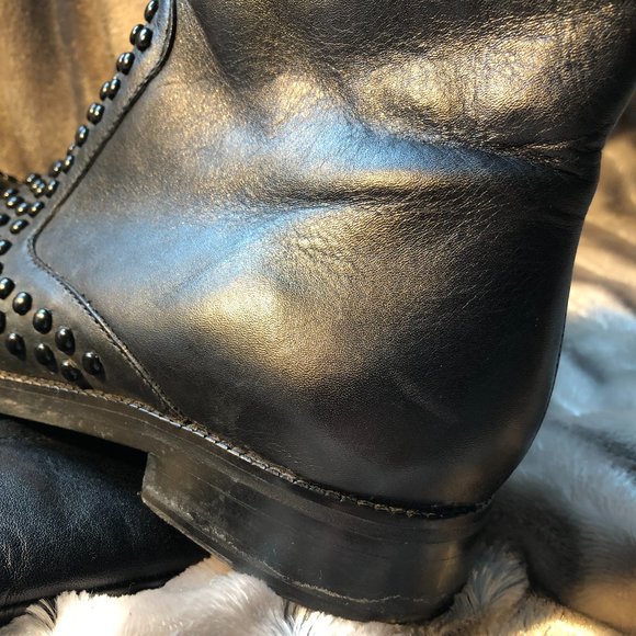 Black with black studded leather booty - Picture 6 of 6